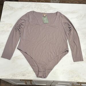H&M Taupe Long Sleeve Bodysuit Size XXL
